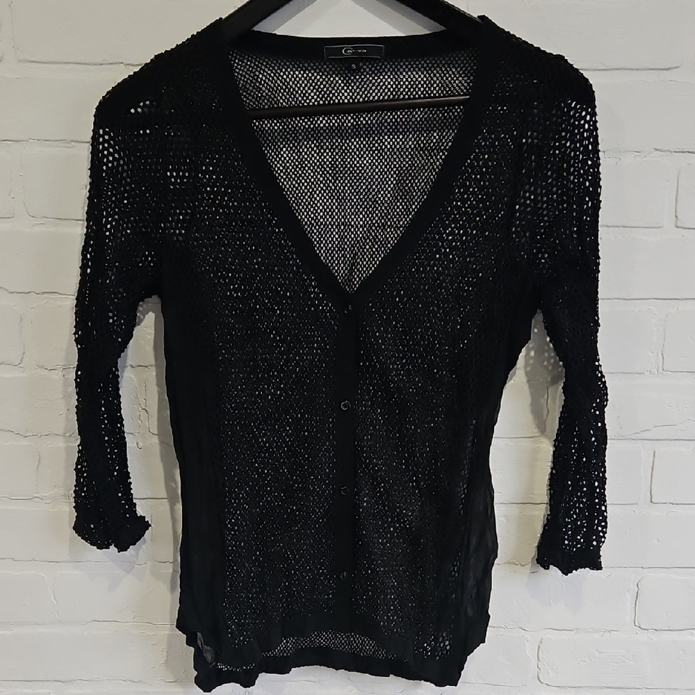 Cativa  Black Mesh Cardigan